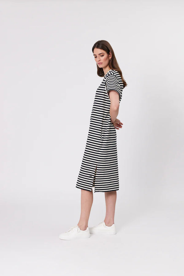 Marlow - Weekday Midi Dress - Ivory/Black Stripe