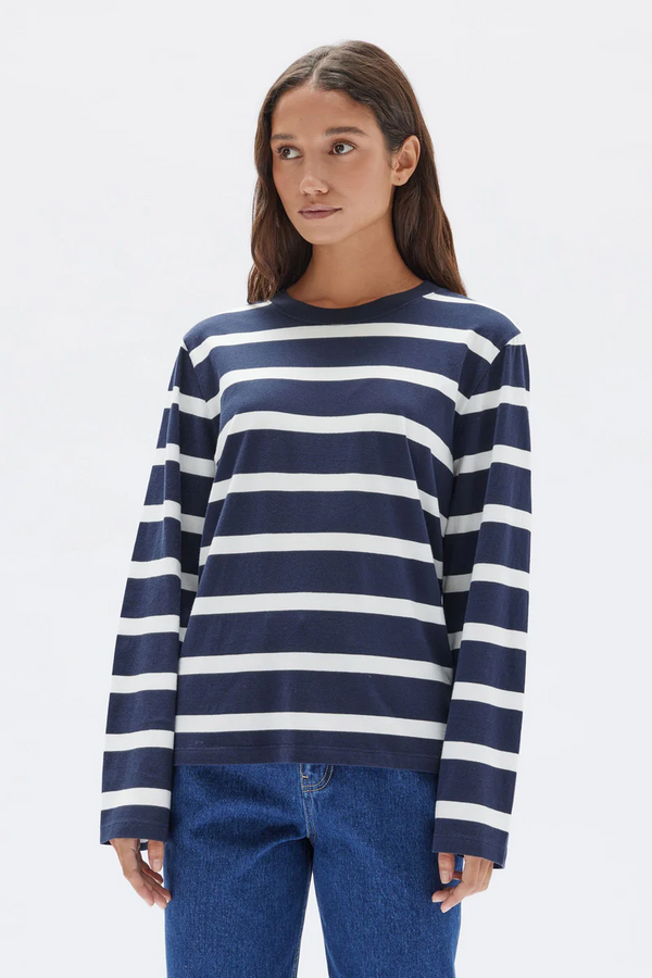 Assembly Label - Tyler Stripe Long Sleeve Tee - Navy/Antique White