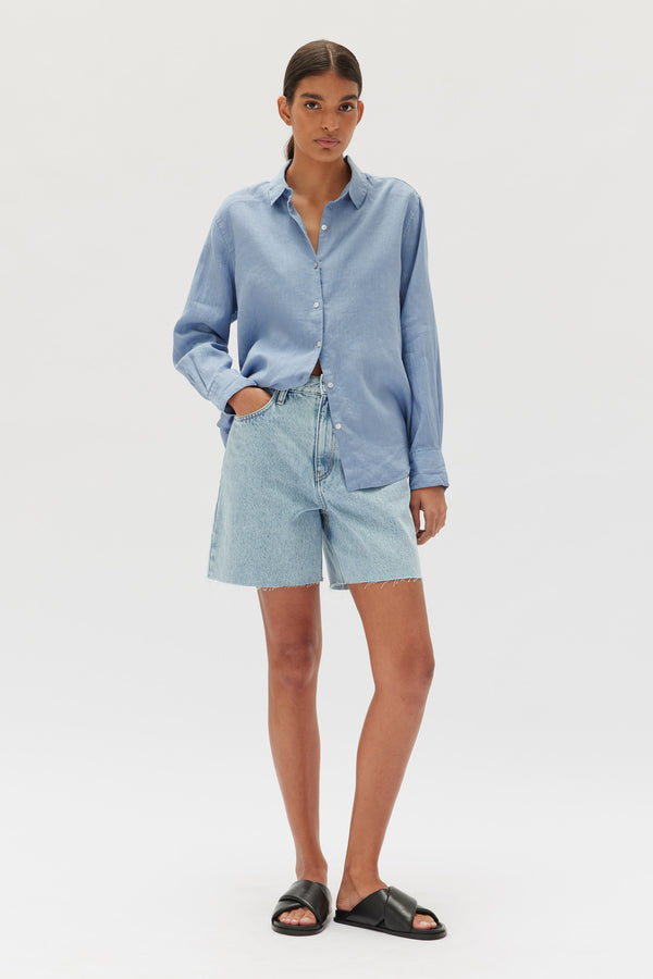 Assembly Label - Xander Linen Shirt - Pool