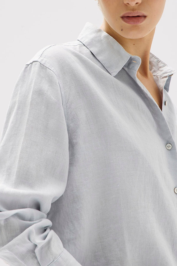 Assembly Label - Xander Linen Shirt - Blue Haze