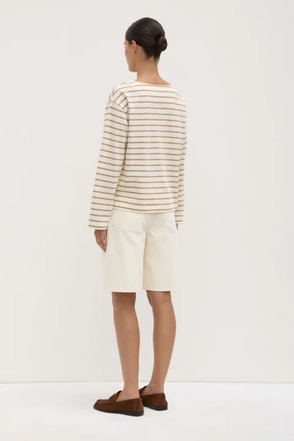 Assembly Label - Bonne Long  Sleeve Tee - White/Tan