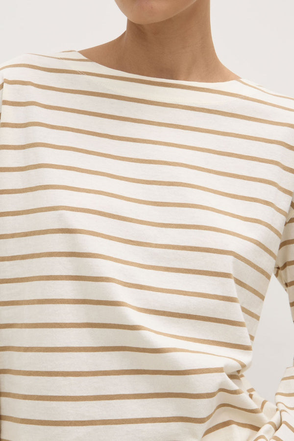 Assembly Label - Bonne Long  Sleeve Tee - White/Tan
