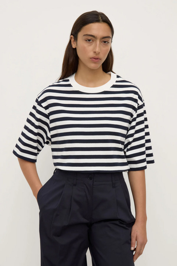 Assembly Label - Monte Stripe Short Sleeve Tee - True Navy/White