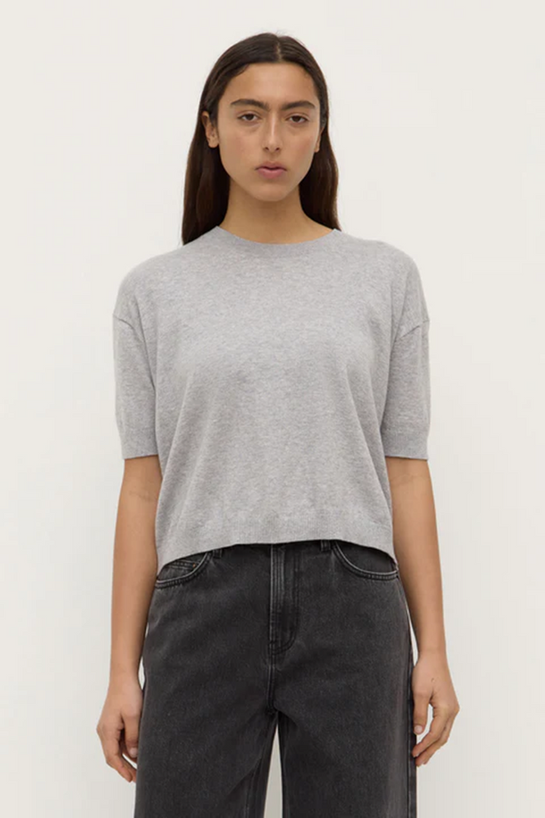 Assembly Label - Vanya Cotton/Cashmere Tee - Grey Marle