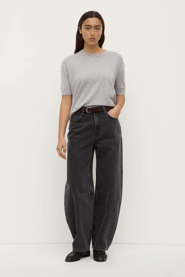 Assembly Label - Vanya Cotton/Cashmere Tee - Grey Marle