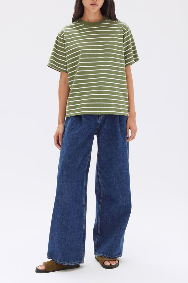 Assembly Label - Cohen Stripe Tee - Pandan/White