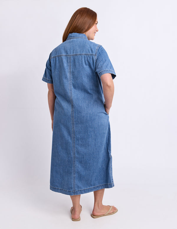 Elm - Ayla Denim Midi Dress – Blue