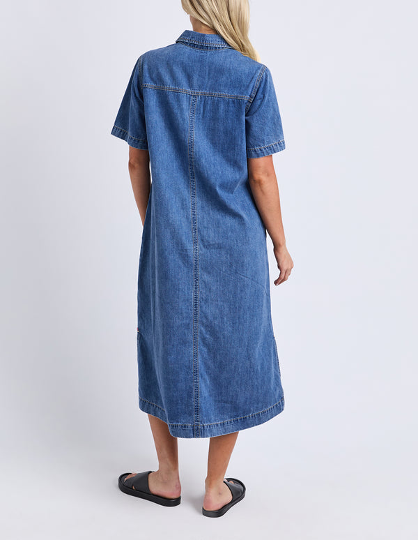 Elm - Ayla Denim Midi Dress – Blue