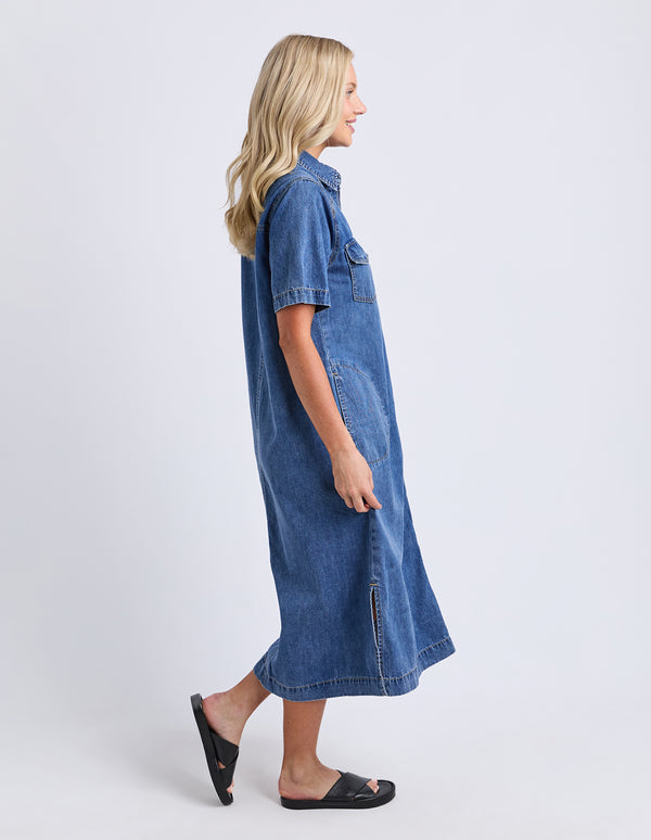Elm - Ayla Denim Midi Dress – Blue