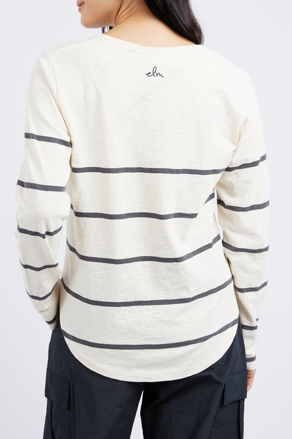 Elm - Heart Song L/S Tee - Charcoal Pearl Stripe