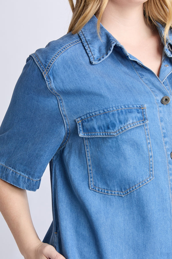 Elm - Cora Denim Dress - Mid Blue