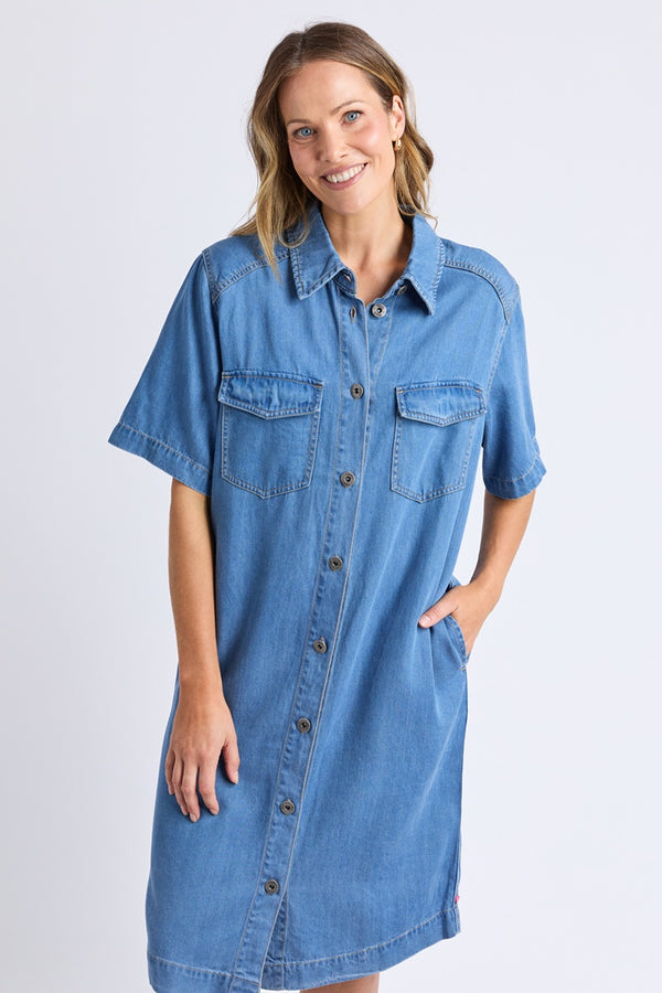 Elm - Cora Denim Dress - Mid Blue