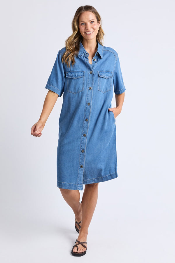 Elm - Cora Denim Dress - Mid Blue