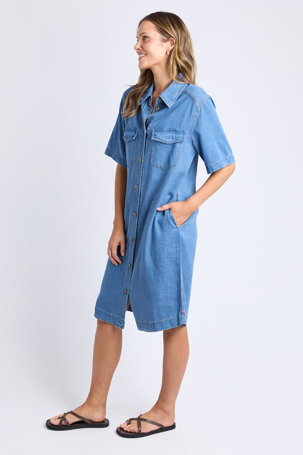 Elm - Cora Denim Dress - Mid Blue