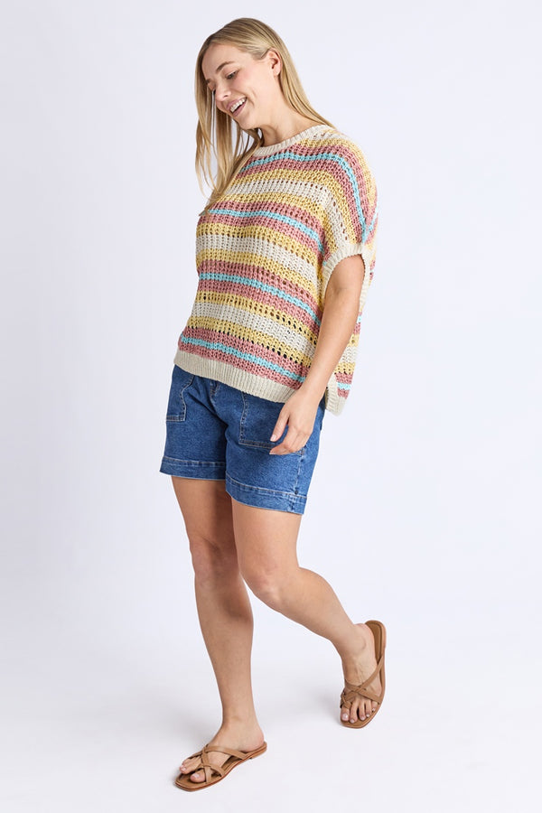 Elm - Striped Knit Top - Blue Stripe