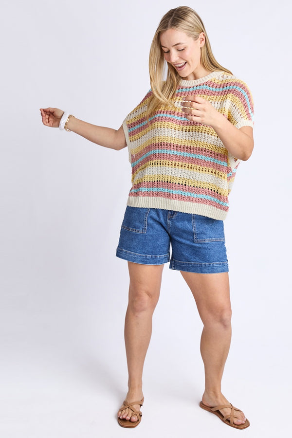 Elm - Striped Knit Top - Blue Stripe