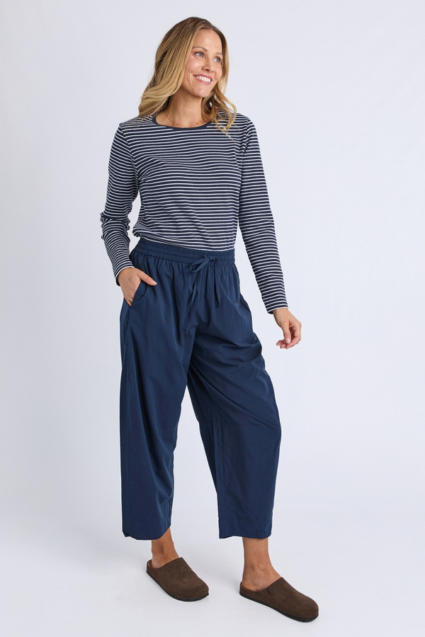 Elm - Hayley Rib Long Sleeve Tee - Navy/White Stripe