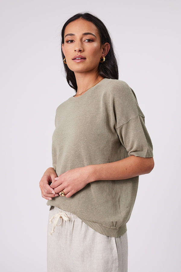 Marlow - Eden Knit Tee - Light Kelp