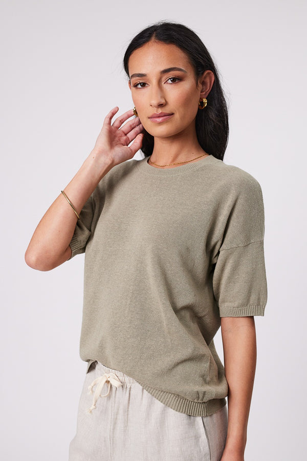 Marlow - Eden Knit Tee - Light Kelp