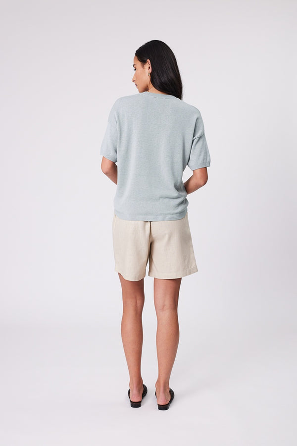 Marlow - Eden Knit Tee - Duck Egg