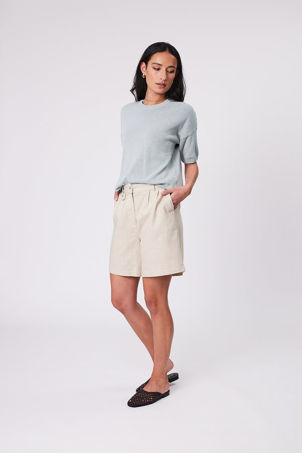 Marlow - Eden Knit Tee - Duck Egg