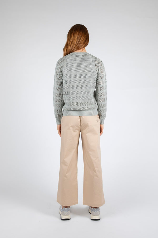 Marlow - Pointelle Crew Neck - Sea Fog