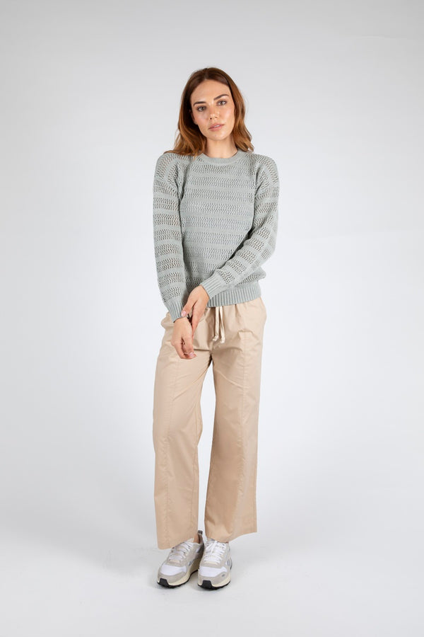 Marlow - Pointelle Crew Neck - Sea Fog