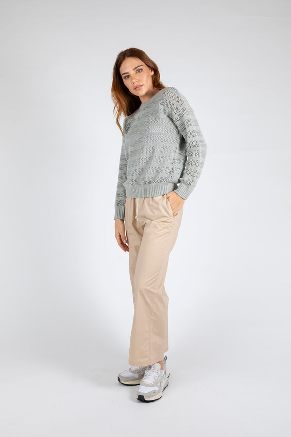 Marlow - Pointelle Crew Neck - Sea Fog