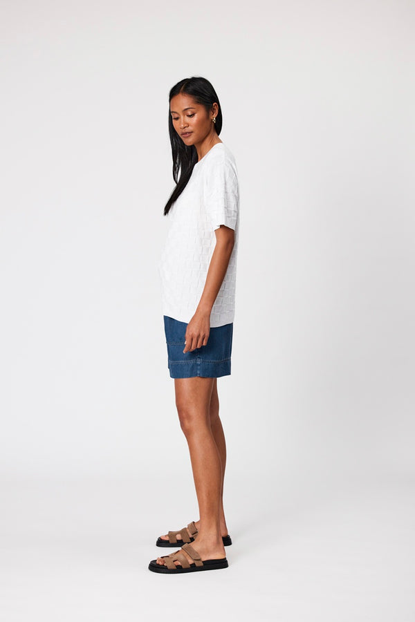 Marlow - Villa Weave Edit Tee - White