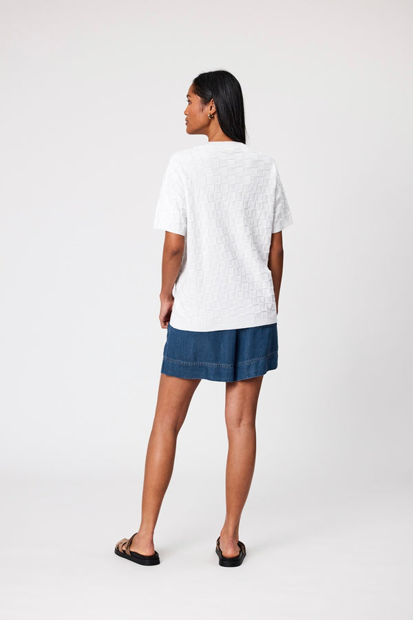 Marlow - Villa Weave Edit Tee - White