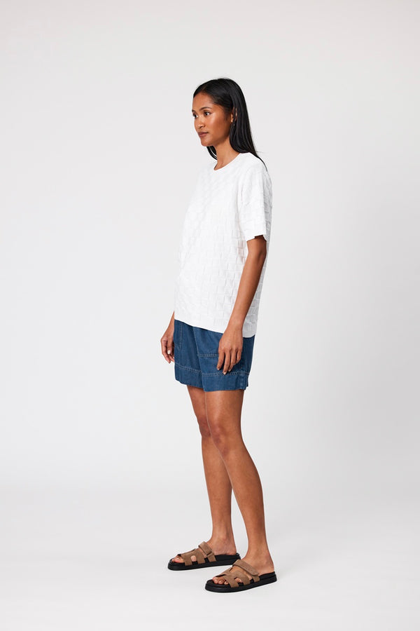 Marlow - Villa Weave Edit Tee - White