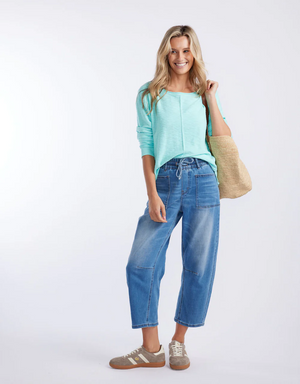 Monaco - Leo Barrel Jeans - Mid Blue