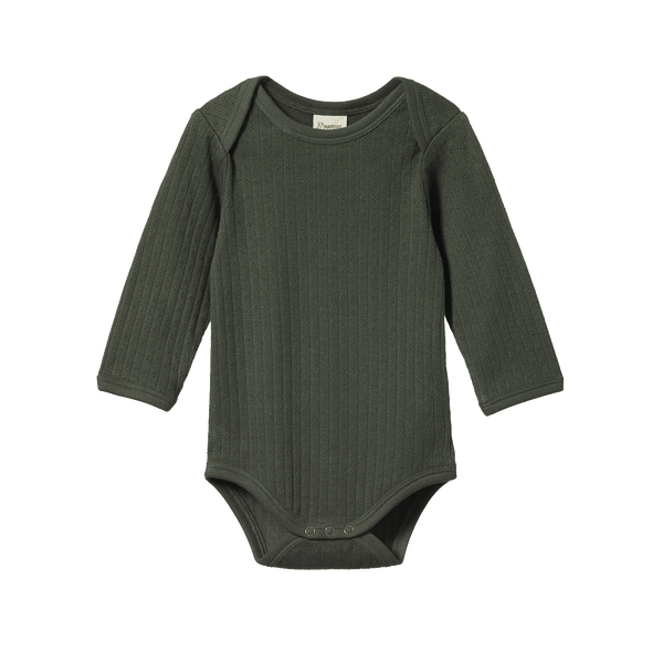 Nature Baby - Long Sleeve Pointelle Bodysuit - Thyme