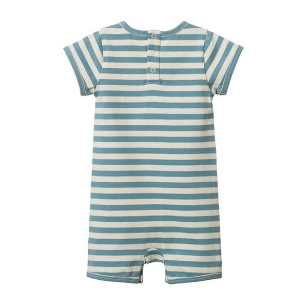 Nature Baby - S/S Quincy Romper - Mineral Sea Stripe