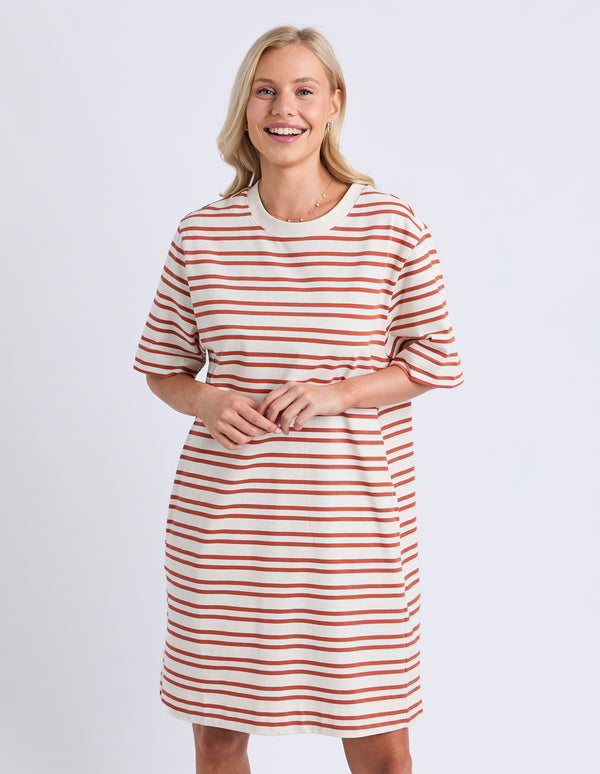 Elm - Rouge Tee Dress - Tan Stripe