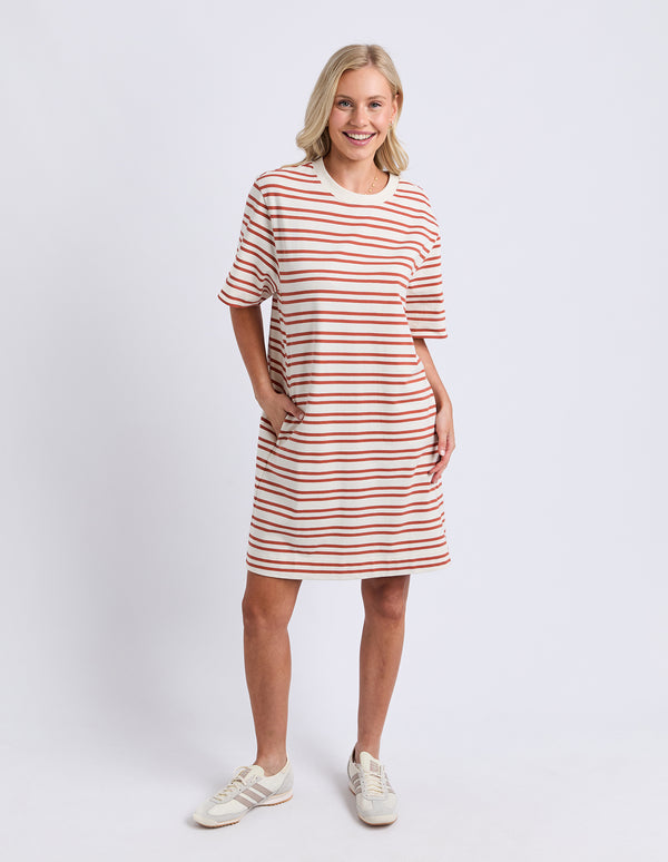 Elm - Rouge Tee Dress - Tan Stripe