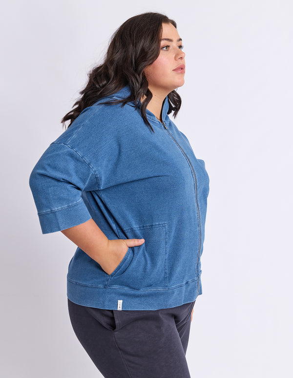 Elm - Tessa Denim Look Hoodie - Blue