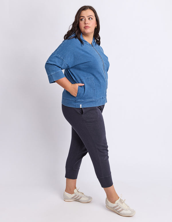 Elm - Tessa Denim Look Hoodie - Blue
