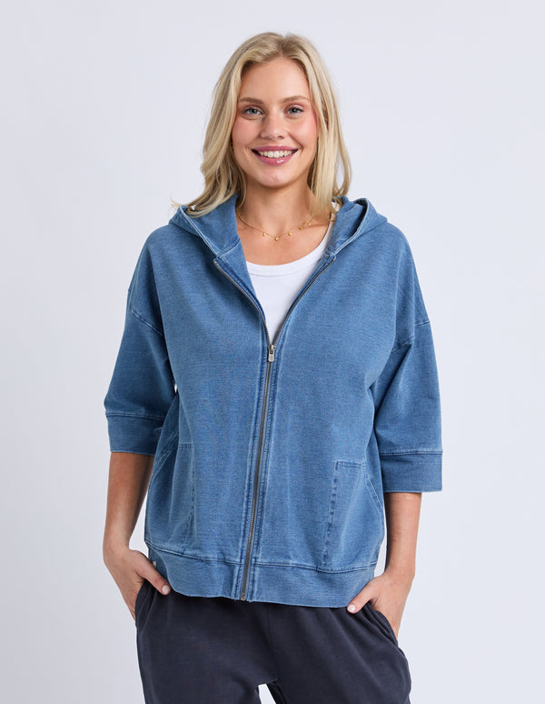 Elm - Tessa Denim Look Hoodie - Blue