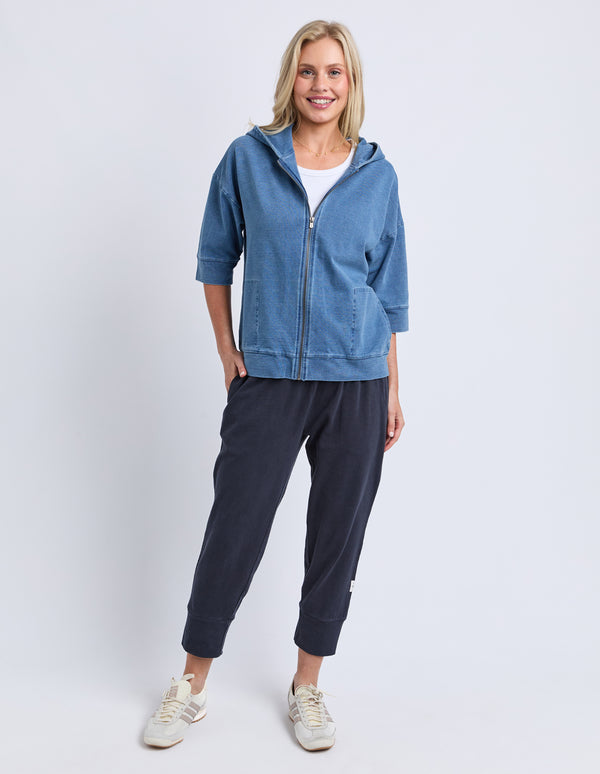 Elm - Tessa Denim Look Hoodie - Blue