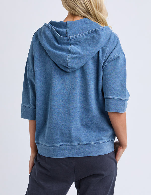 Elm - Tessa Denim Look Hoodie - Blue
