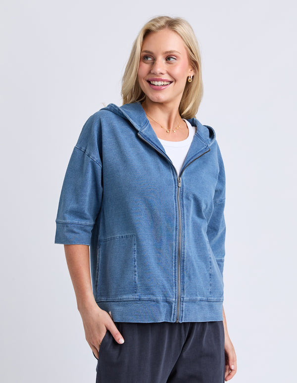 Elm - Tessa Denim Look Hoodie - Blue