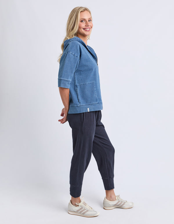 Elm - Tessa Denim Look Hoodie - Blue