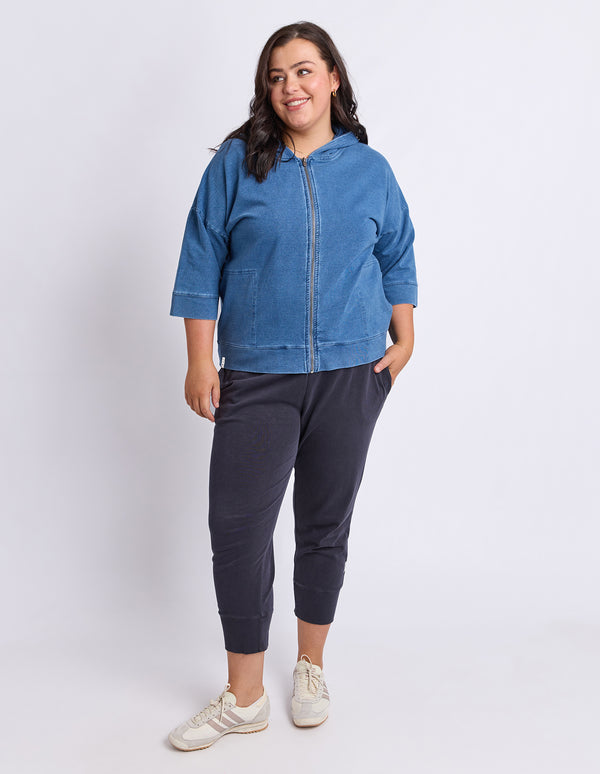 Elm - Tessa Denim Look Hoodie - Blue
