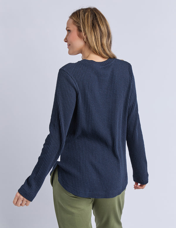 Elm - Veronica Rib Long Sleeve Tee - Navy