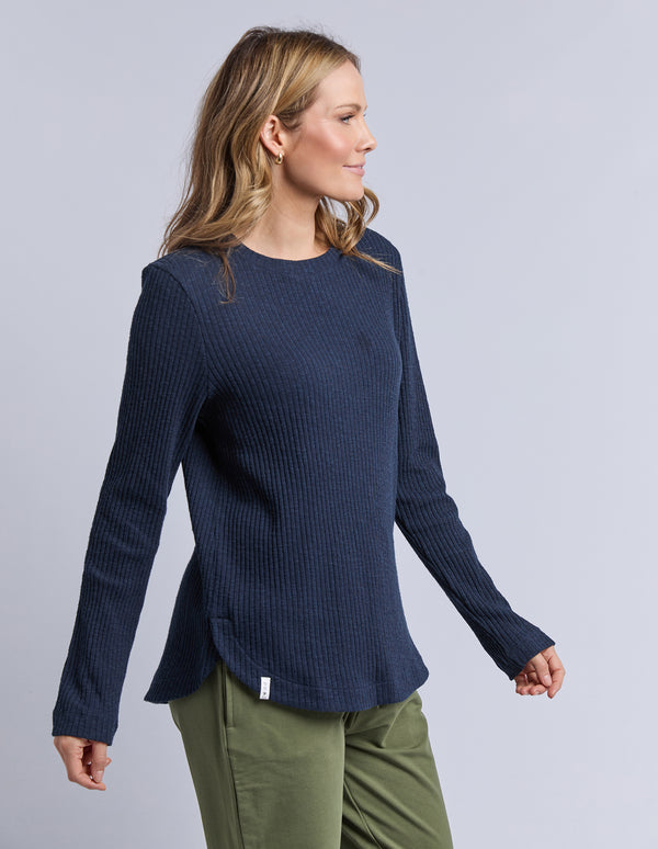 Elm - Veronica Rib Long Sleeve Tee - Navy