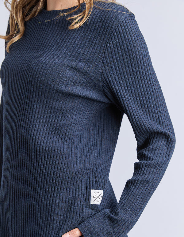 Elm - Veronica Rib Long Sleeve Tee - Navy