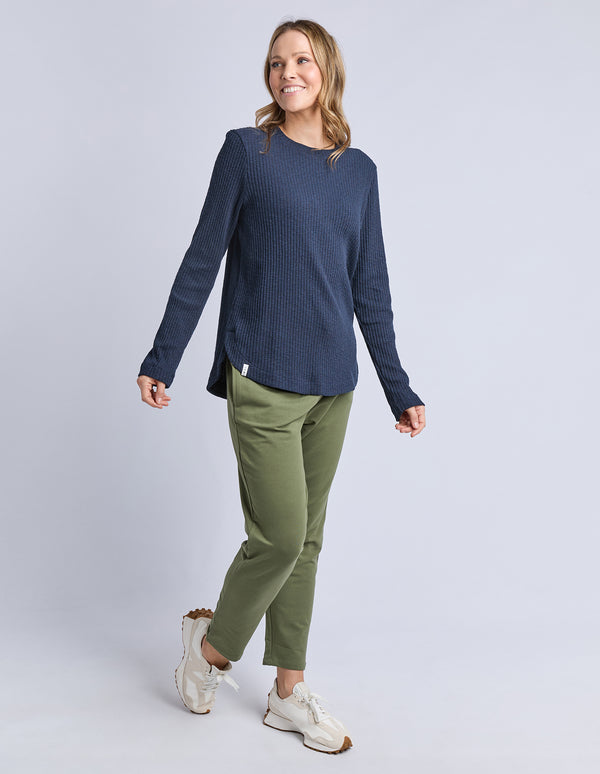 Elm - Veronica Rib Long Sleeve Tee - Navy