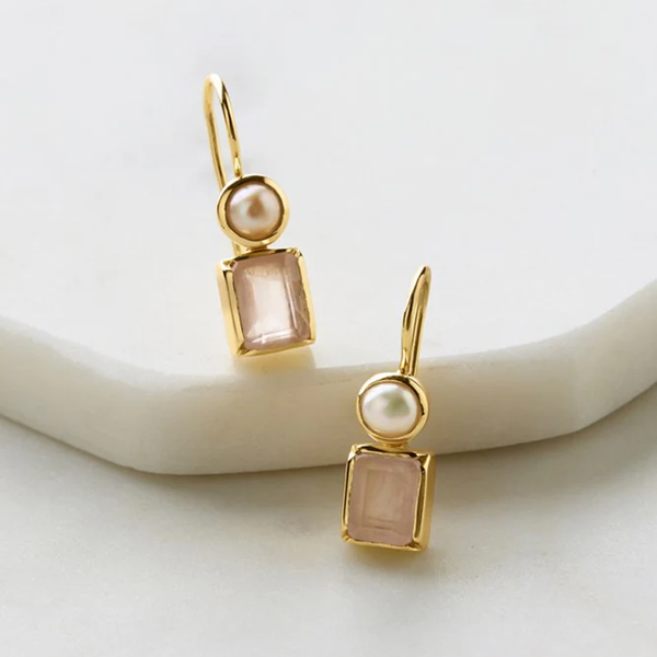 Zafino - Willow Earring - Rose Quartz & Pearl