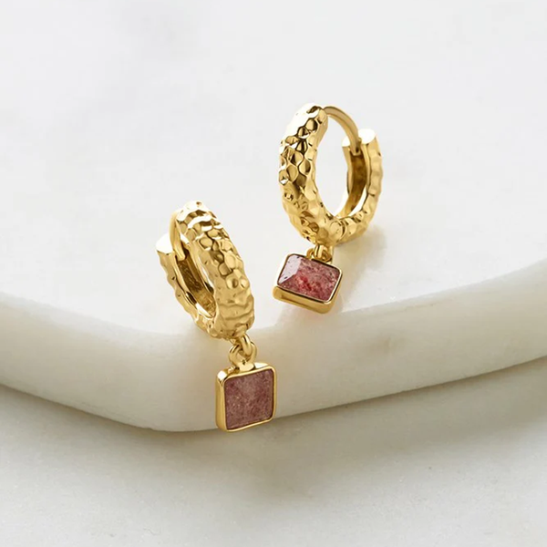 Zafino - Mikayla Hoop - Gold/Strawberry Quartz